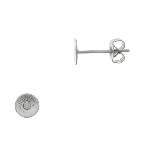 Flat pad earstuds 6mm 304 Stainless Steel x10