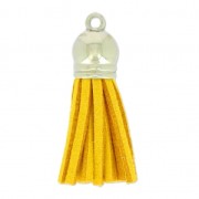 Pendant suede tassel 36mm Yellow / rhodium tone x1|raw }}