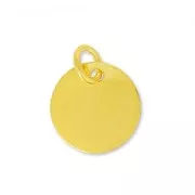 Silver medal charm 10mm Gold tone plated x1
