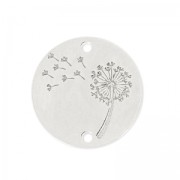 Dandelion 2 holes 14 mm space Silver sterling  x1