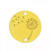 Dandelion 2 holes 14 mm spacer fine Gold plated x1