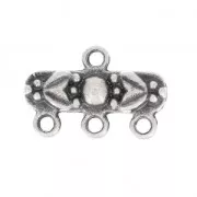 Terminator 3 rangs flower pattern 20x13 mm antic silver tone  x1