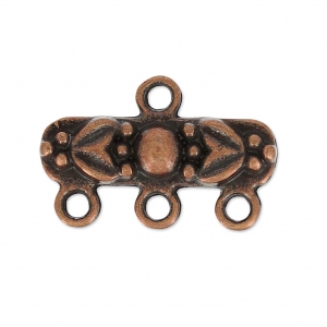 Terminator 3 rangs  flower pattern 20x13 mm antic copper x1