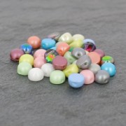 Bead cabochon 2 hole 6 mm Jet Full AB x20