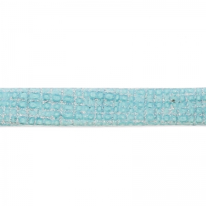 Double leather lace glitter varnish grid pattern 5 mm light blue x 50cm
