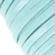 Double leather lace glitter varnish grid pattern 5 mm light blue x 50cm