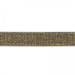 Double leather lace glitter varnish grid pattern 5 mm Taupe x 50cm