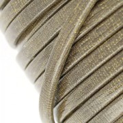 Double leather lace glitter varnish grid pattern 5 mm Taupe x 50cm