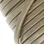 Double leather lace glitter varnish grid pattern 5 mm Taupe x 50cm