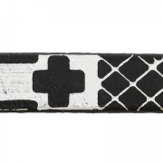 Leather lace geometric patterns 10 mm Black/Silver x50cm|raw }}