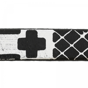 Leather lace geometric patterns 10 mm Black/Silver x50cm