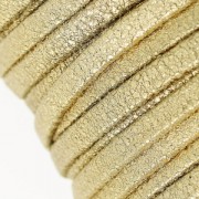 Double lace metallic leather suede cracked 5 mm Gold x 50cm