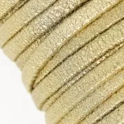 Double lace metallic leather suede cracked 5 mm Gold x 50cm