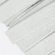 Double lace leather suede iridescent 10 mm Silver x 50cm