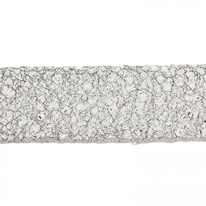 Double lace metallic leather suede cracked 10 mm Silver x 50cm