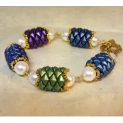 Diamonduo 2-hole 5x8mm Green Turquoise Lumi Pecan x10g