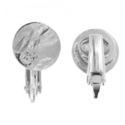 10 mm Crinkled Disc Ear Clips - Rhodium-Plated x2