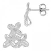 13 mm Rhodium-Plated Flower Trio Earstuds x2