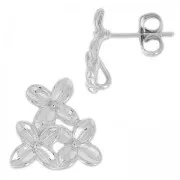 13 mm Rhodium-Plated Flower Trio Earstuds x2