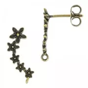 Eastud flowers 19.5mm bronze x2
