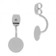 Rod with pad 8 mm for double earrings rhodium tone x2