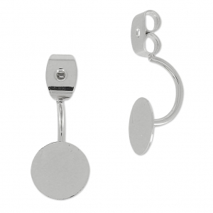 Rod with pad 8 mm for double earrings rhodium tone x2