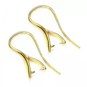 Earhook for pendant holder 22mm Sterling silver gold plated x2