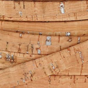 Metallic double lace cork 10 mm Natural/silver x 50cm