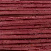 Stitched cork cord 3 mm burgundy x 50cm