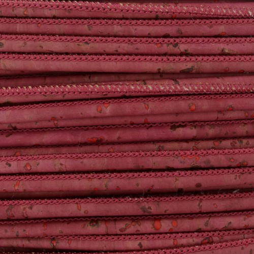 Stitched cork cord 3 mm burgundy x 50cm