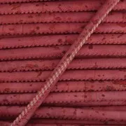 Stitched cork cord 3 mm Rasberry x 50cm