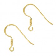 Earwires 16mm golden Sterling silver gold plated x2|raw }}