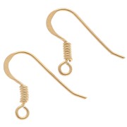 Ear hooks 17 mm - 925 Sterling Silver Fine gold plated x2