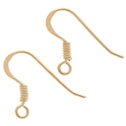 Ear hooks 17 mm - 925 Sterling Silver Fine gold plated x2