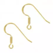 Earwires 16mm golden Sterling silver gold plated x2