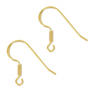 Earwires 16mm golden Sterling silver gold plated x2
