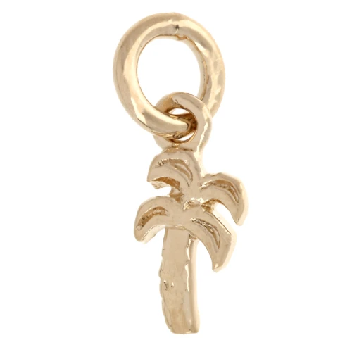 Mini palm tree charm 9x4 mm with closed ring - 3-micron gold-plated x1