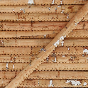 Stitched metallic cork cord 3 mm Natural/silver x 50cm