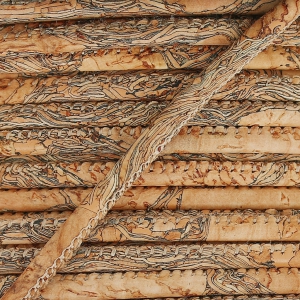 Stitched cork cord marbled pattern 3 mm Natural x 50cm