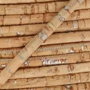 Stitched metallic cork cord 4 mm Natural/silver x 50cm