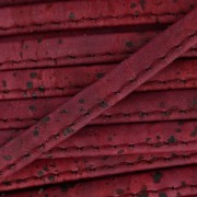 Stitched folded Cork cord lace 6 mm burgundy x 50cm