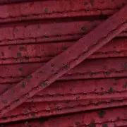 Stitched folded Cork cord lace 6 mm burgundy x 50cm