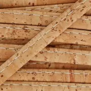 Stitched folded Cork cord lace 6 mm Natural x 50cm