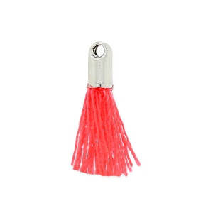 Cotton tassel 10-14 mm Coral Fluo/rhodium