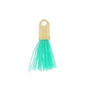 Cotton tassel 10-14 mm Green Turquoise/Gold tone|raw }}