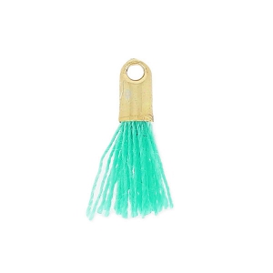 Cotton tassel 10-14 mm Green Turquoise/Gold tone