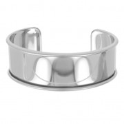 Eco Brass bracelet base with curved edge 24.5mm rhodium x1|raw }}