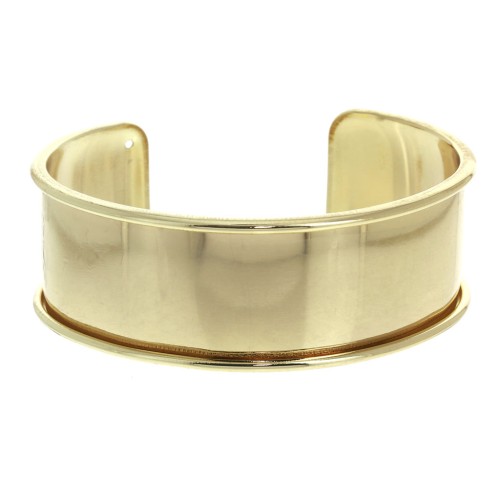 Eco Brass bracelet base with curved edge 24.5mm gold tone  x1