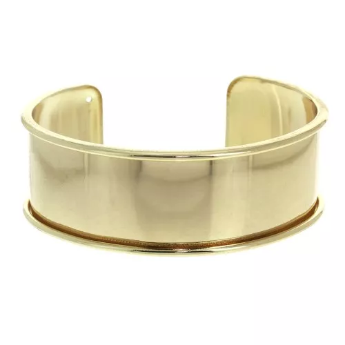 Eco Brass bracelet base with curved edge 24.5mm gold tone x1