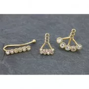 Ear jewel Ear Jacket for PureCrystal cab 1028 and 4428 gold tone x1